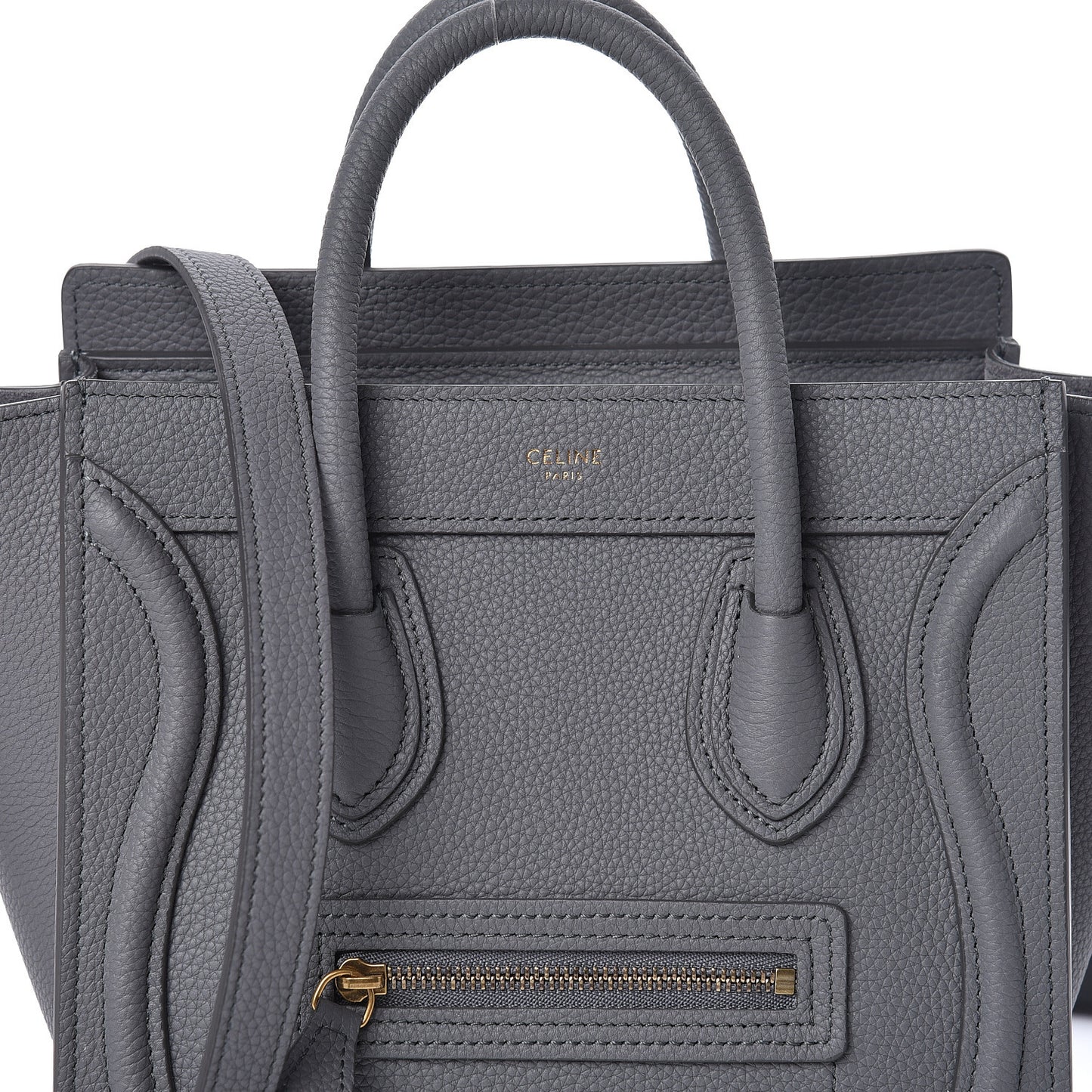 Baby Drummed Calfskin Nano Luggage Kohl