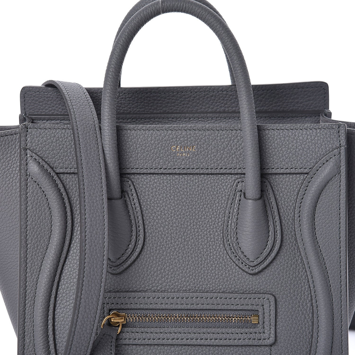 Celine Baby Drummed Calfskin Nano Luggage Kohl 8 of 10