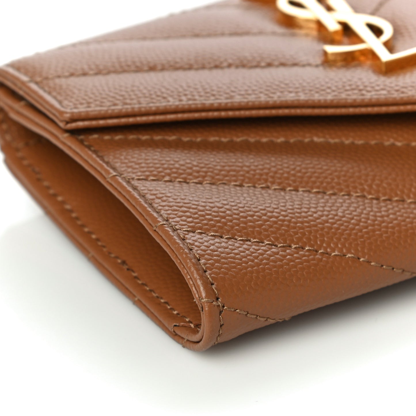 Grain De Poudre Matelasse Chevron Small Monogram Envelope Wallet Natural Dark