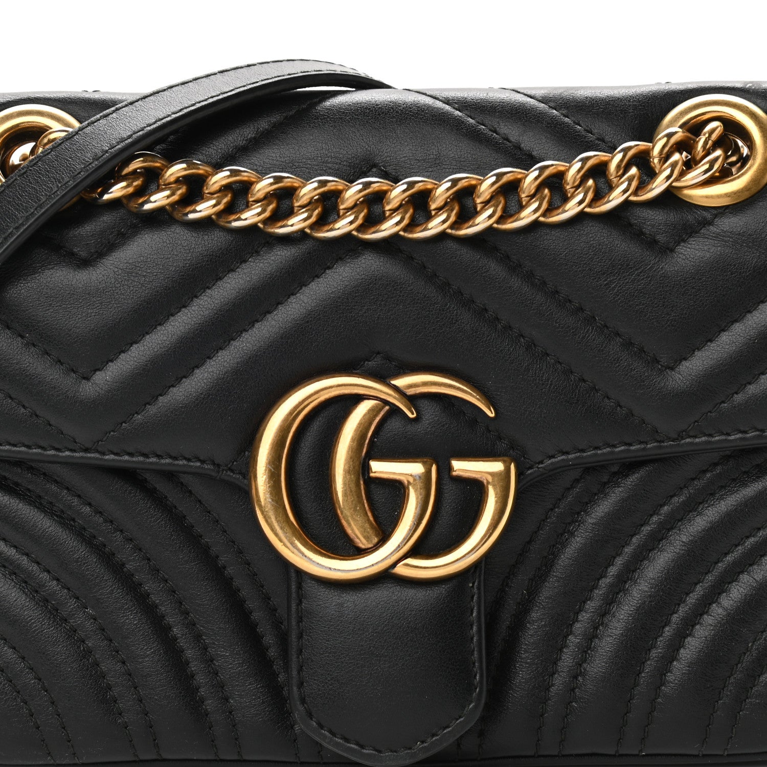 Gucci Calfskin Matelasse Mini GG Marmont Shoulder Bag Black 7 of 17