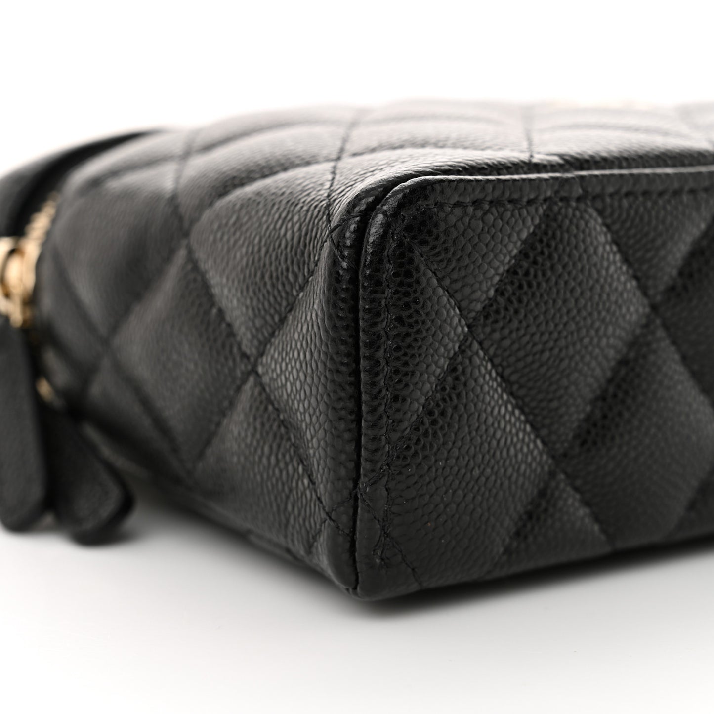 Caviar Quilted Top Handle Slim Vanity With Chain Black