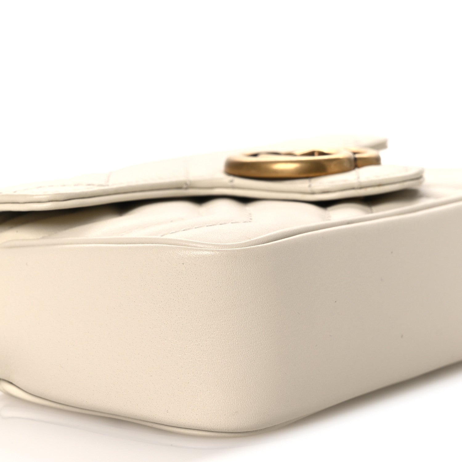 Gucci Calfskin Matelasse Super Mini GG Marmont Shoulder Bag White 9 of 10