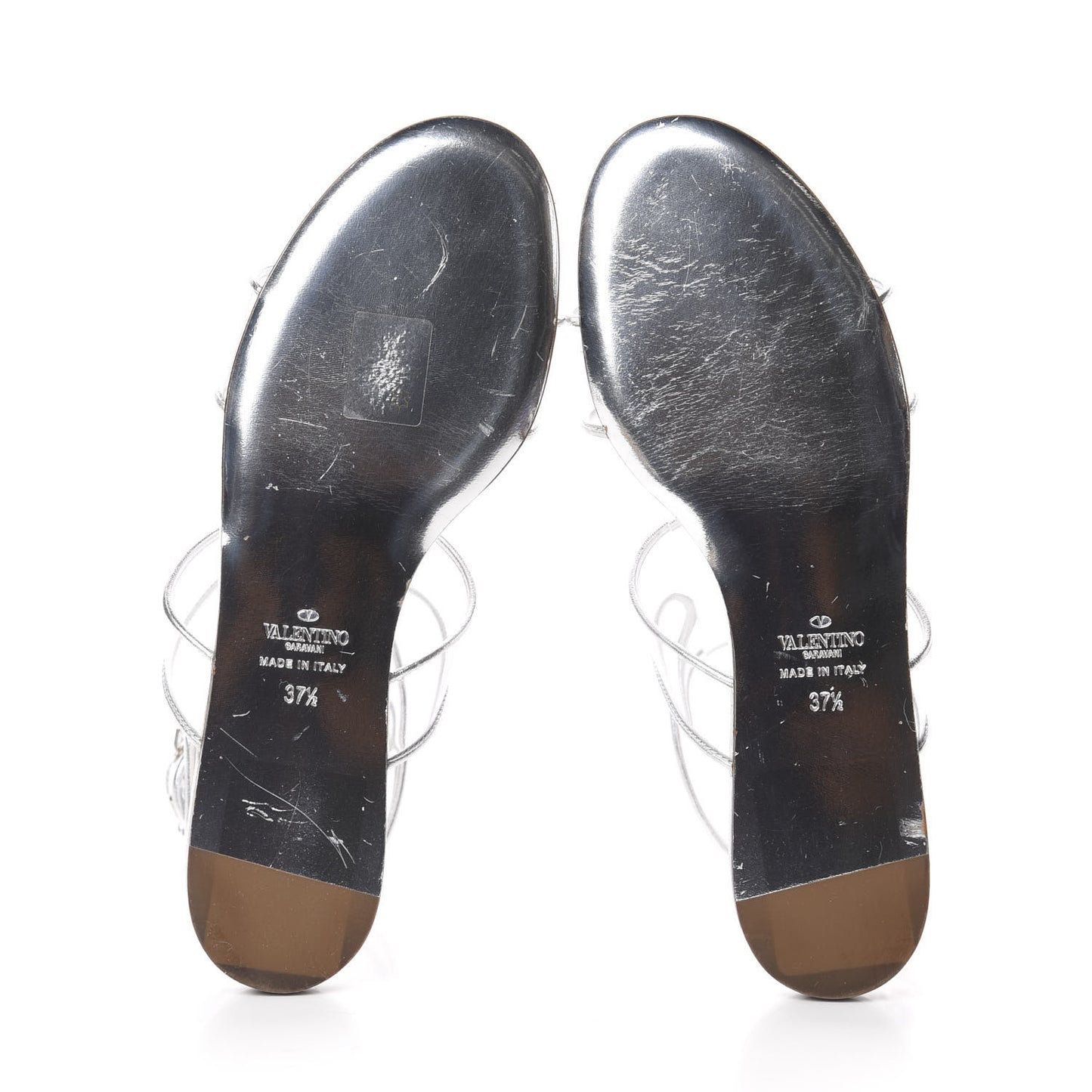 Metallic Goatskin PVC Moonwalk Flat Sandals 37.5 Silver