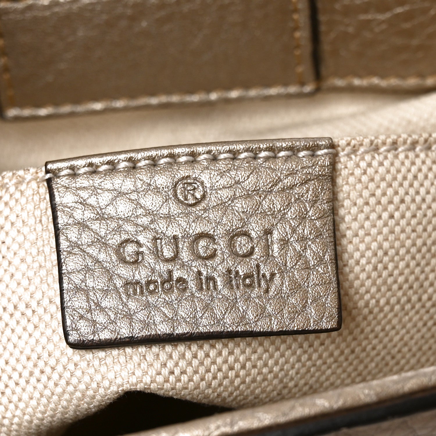 Gucci Metallic Calfskin Mini Bamboo Shopper Tote Golden Beige 5 of 9