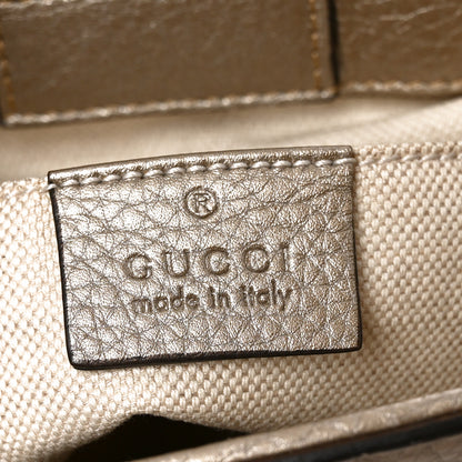 Gucci Metallic Calfskin Mini Bamboo Shopper Tote Golden Beige 5 of 9