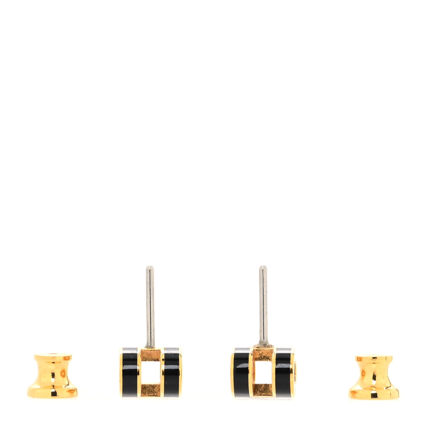 Gold Lacquered Mini Pop H Earrings Black