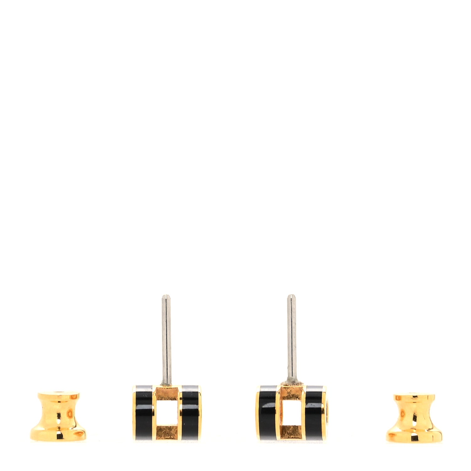Hermes Gold Lacquered Mini Pop H Earrings Black 3 of 5