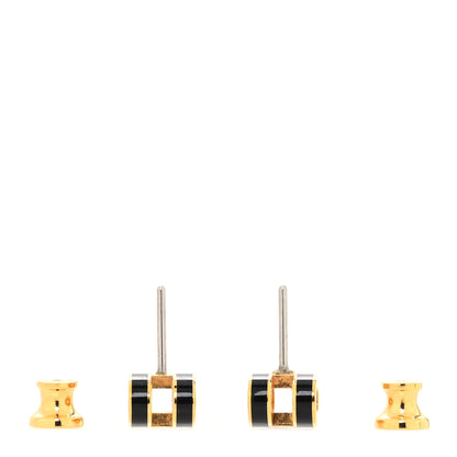 Hermes Gold Lacquered Mini Pop H Earrings Black 3 of 5