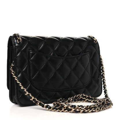 Chanel Lambskin Quilted Chain Around Wallet On Chain WOC Black 3 of 11