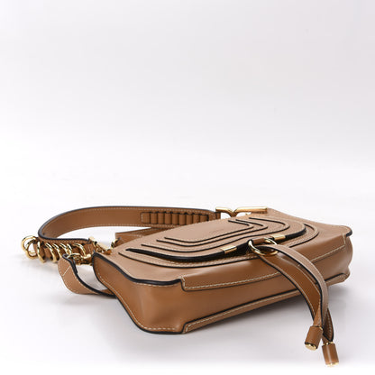 Chloe Shiny Calfskin Small Marcie Saddle Shoulder Bag Autumnal Brown 5 of 10