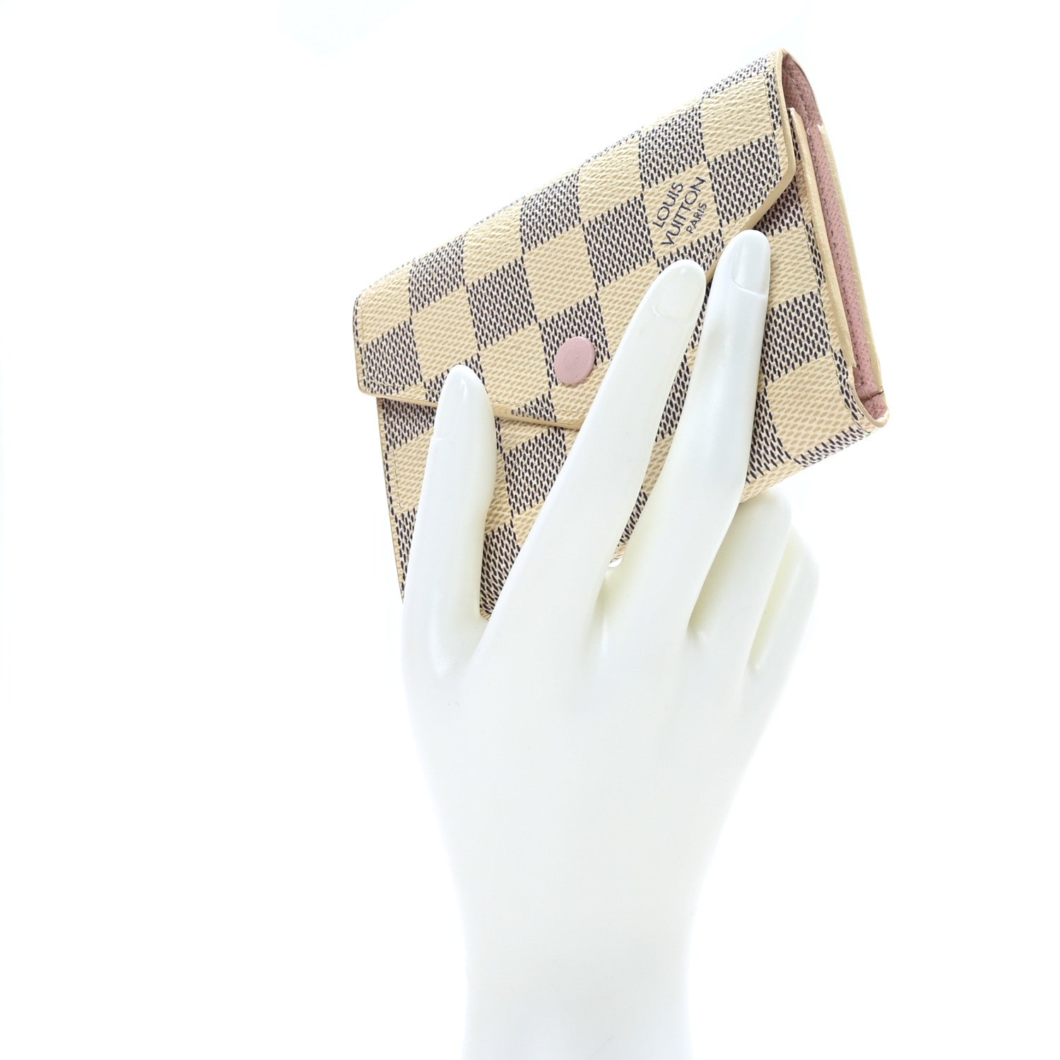 Louis Vuitton Damier Azur Victorine Wallet Rose Ballerine 2 of 8