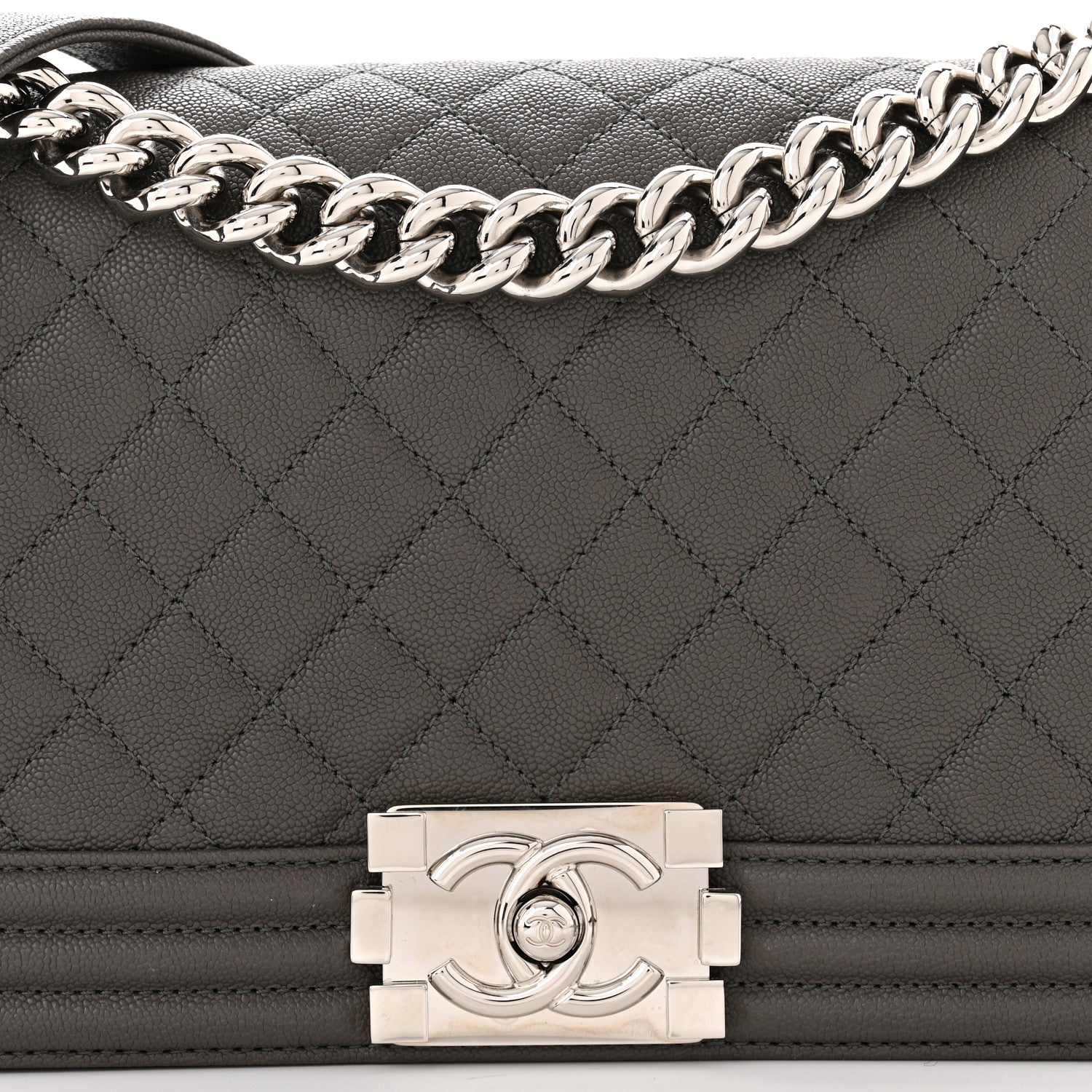 Chanel Caviar Quilted Medium Boy Flap Grey 8 of 11