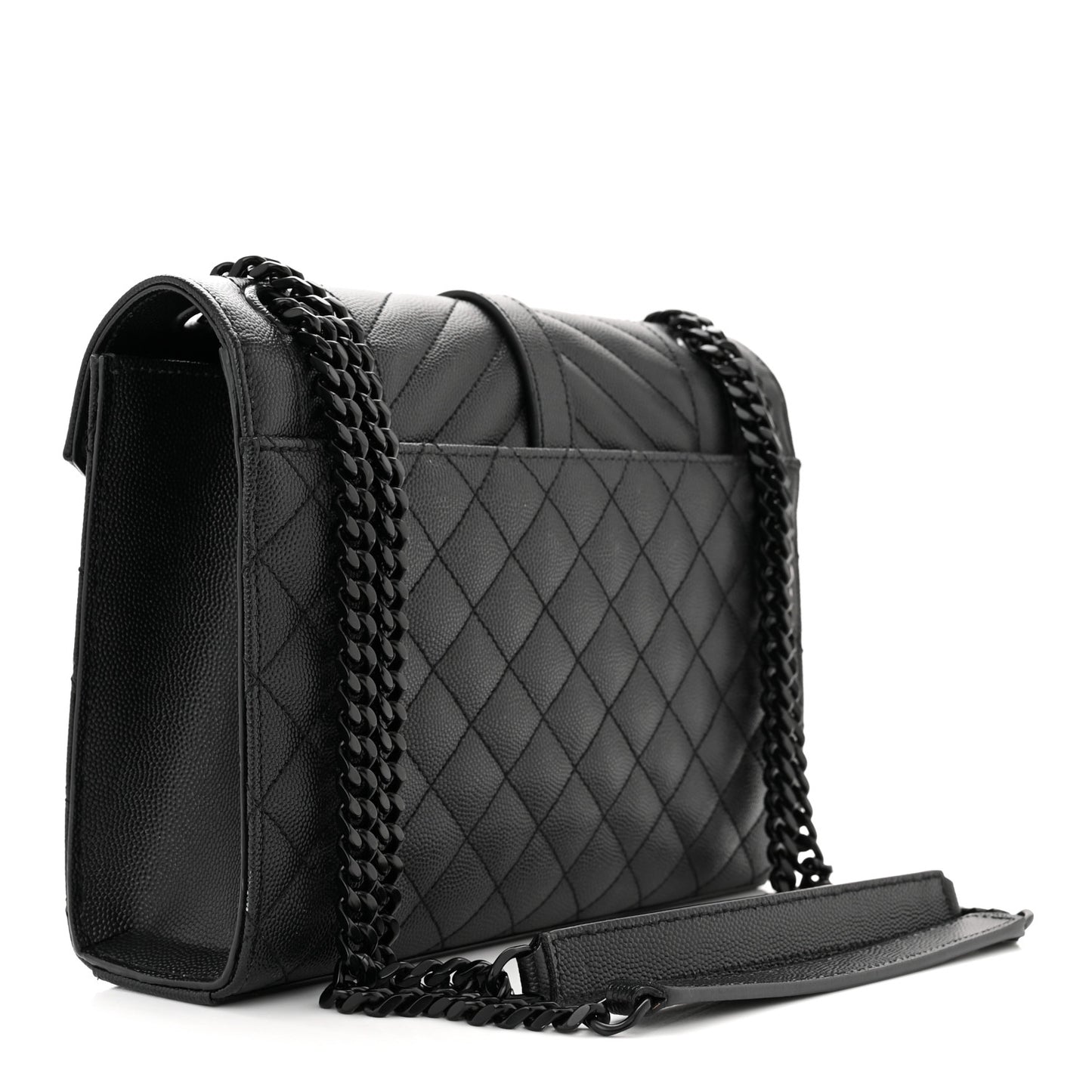 Grain De Poudre Textured Mixed Matelasse Triquilt Medium Monogram Satchel Black