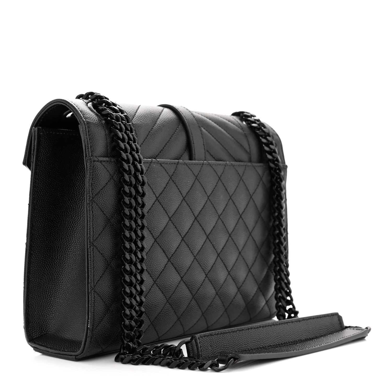 Saint Laurent Grain De Poudre Textured Mixed Matelasse Triquilt Medium Monogram Satchel Black 3 of 10