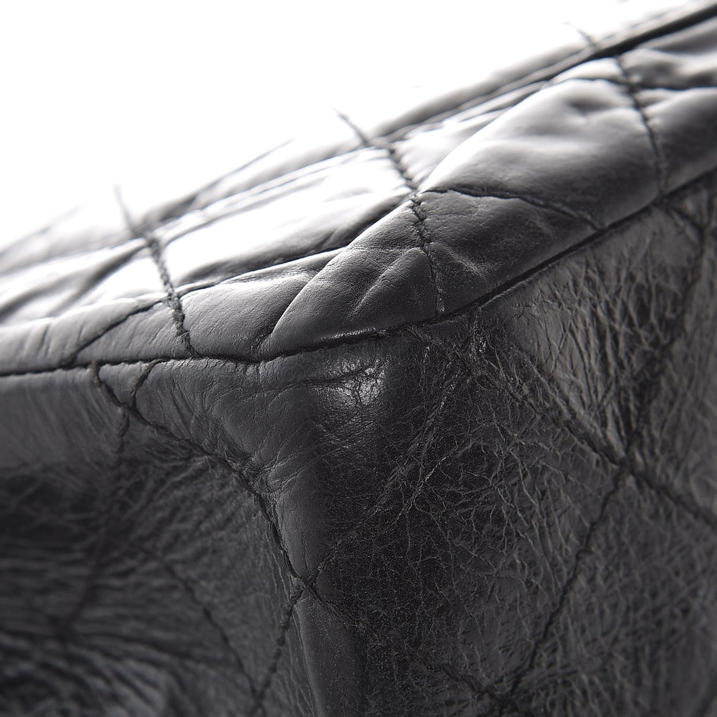 Glazed Aged Calfskin Quilted 2.55 Reissue 227 Flap So Black