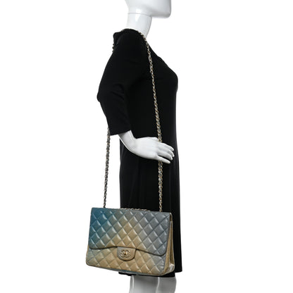 Chanel Lambskin Degrade Quilted Jumbo Single Flap Light Blue 2 of 17
