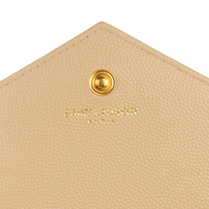 Saint Laurent Grain De Poudre Matelasse Chevron Monogram Chain Wallet Deep Beige 10 of 11