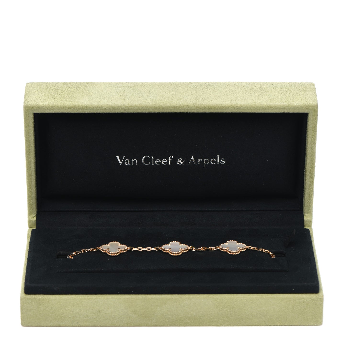 18K Yellow Gold Mother of Pearl 5 Motifs Vintage Alhambra Bracelet