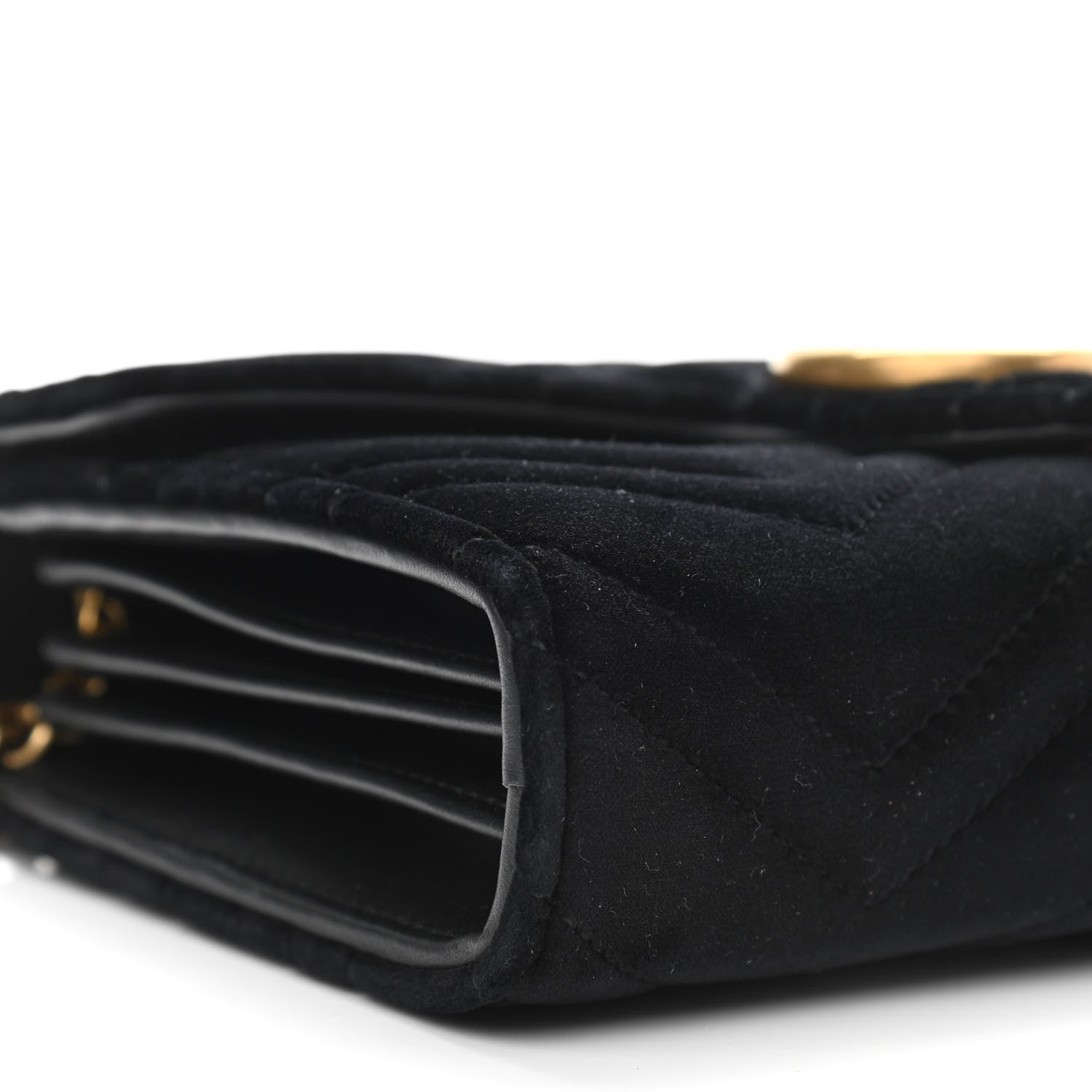 Gucci Velvet Matelasse GG Marmont Chain Wallet Black 9 of 10