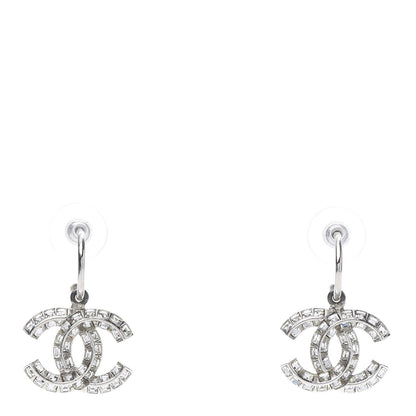 Chanel Baguette Crystal CC Dangle Earrings Silver 1 of 4