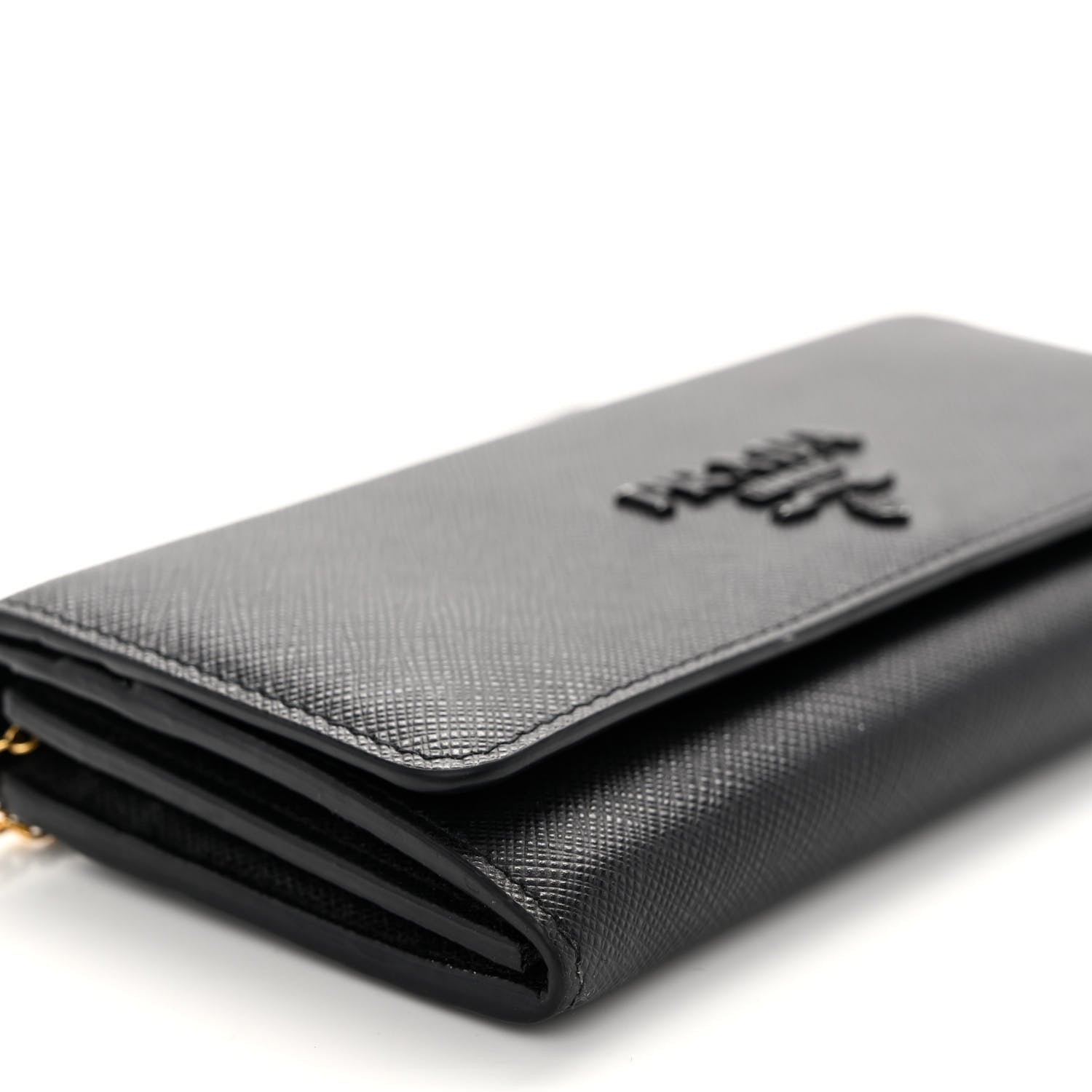 Prada Saffiano Metal Continental Flap Wallet Black 8 of 9