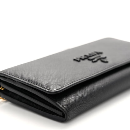 Prada Saffiano Metal Continental Flap Wallet Black 8 of 9