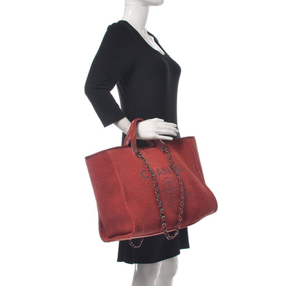 Chanel Lurex Boucle Large Deauville Tote Red 2 of 10
