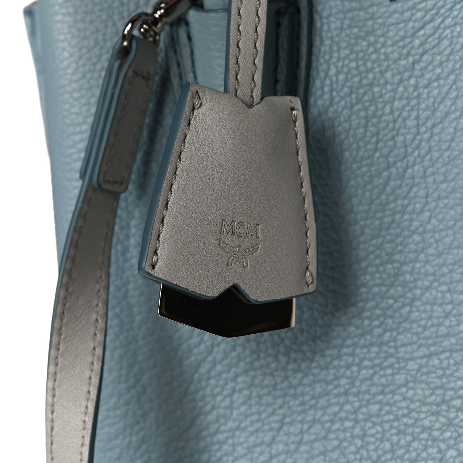 MCM Grained Calfskin Mini Milla Tote Sky Blue 13 of 13