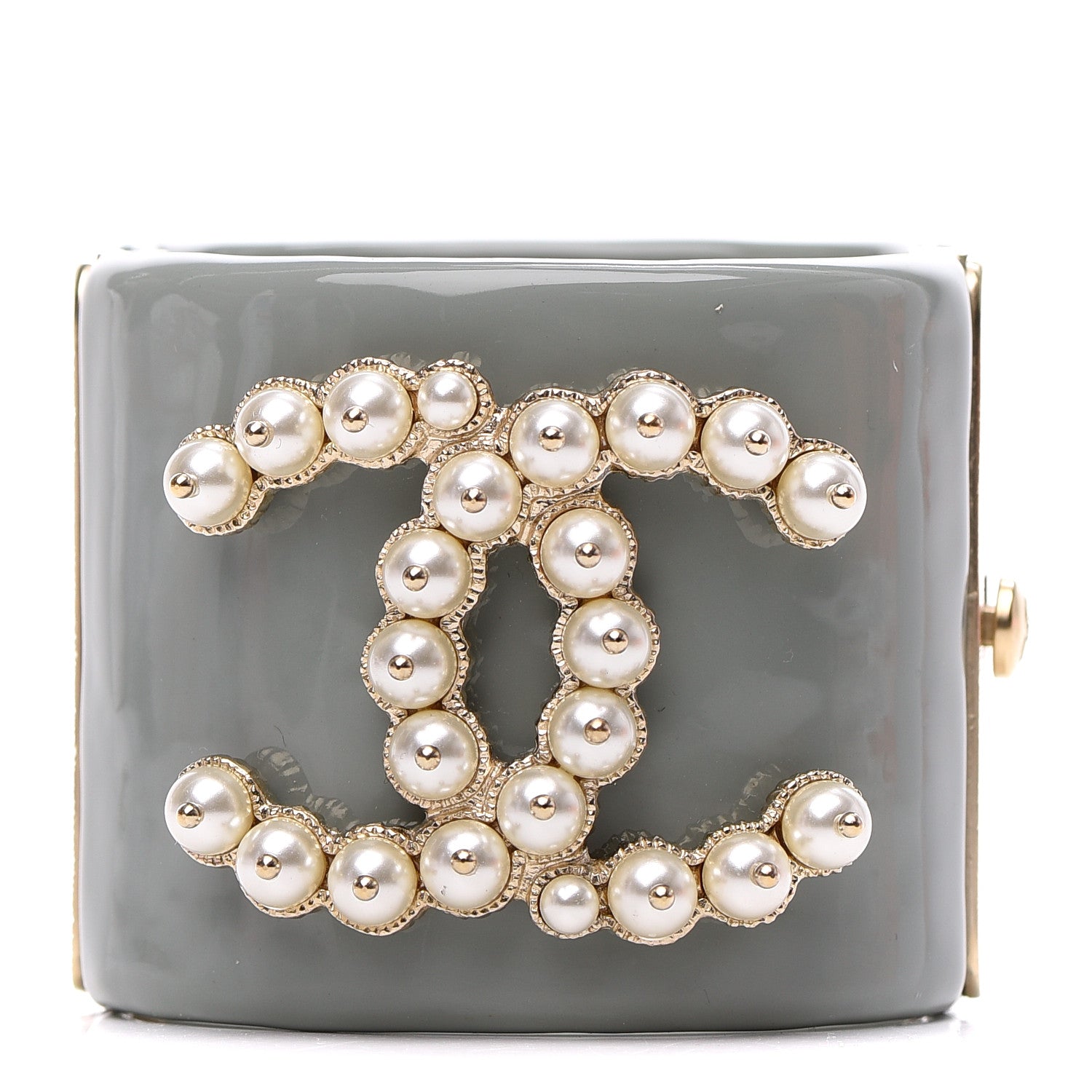 Chanel Resin Pearl CC Cuff Grey 1 of 5