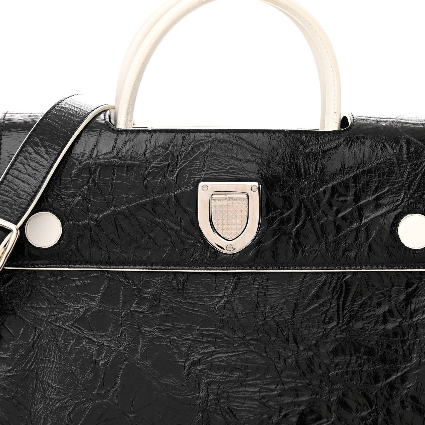 Crinkled Calfskin Medium Diorever Flap Black