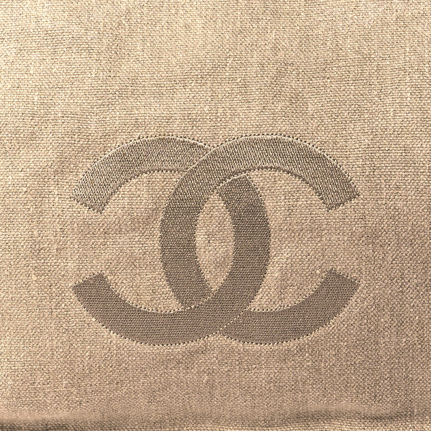 Canvas Calfskin Bamboo Handle Bag Beige