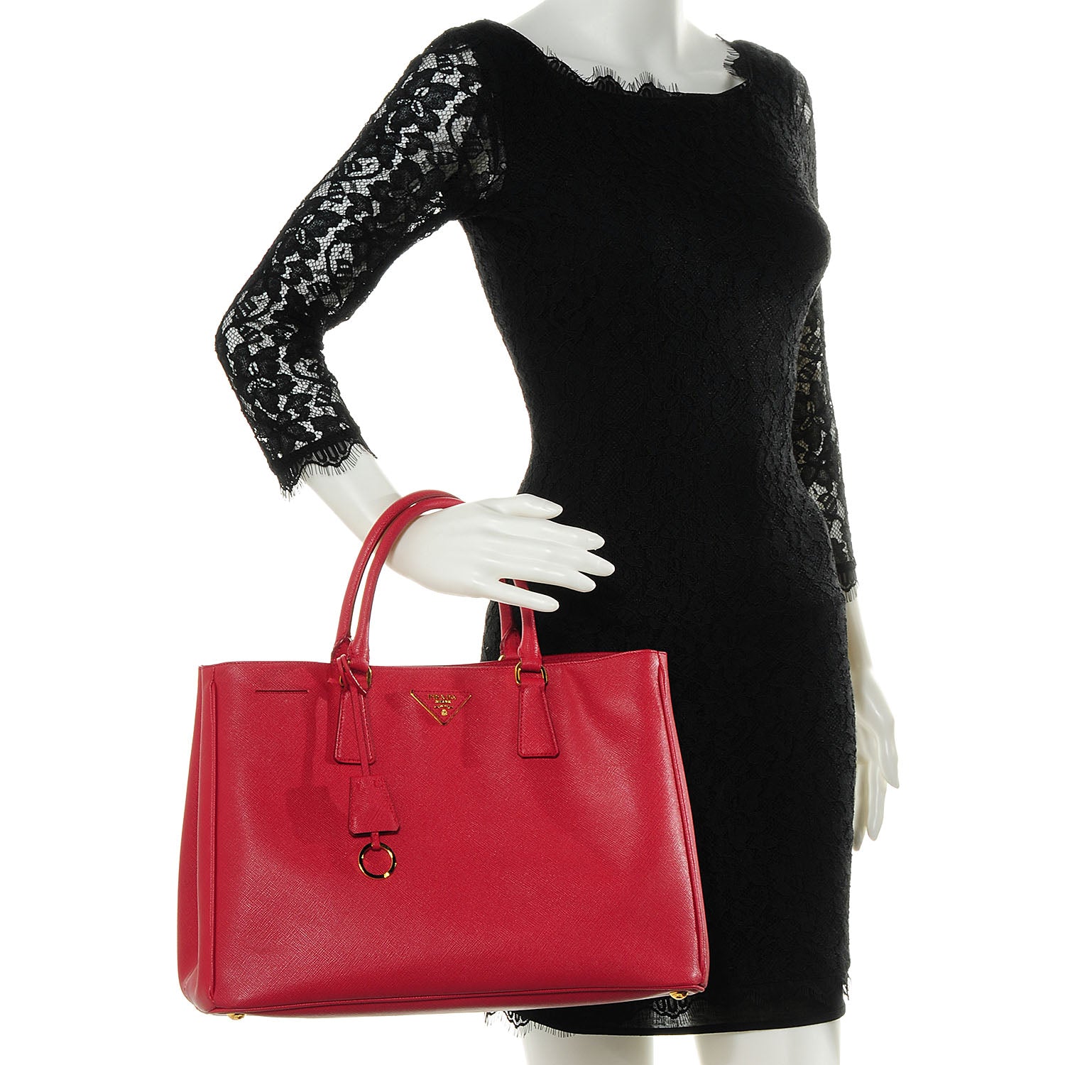 Prada Saffiano Lux Large Tote Fuoco 2 of 9