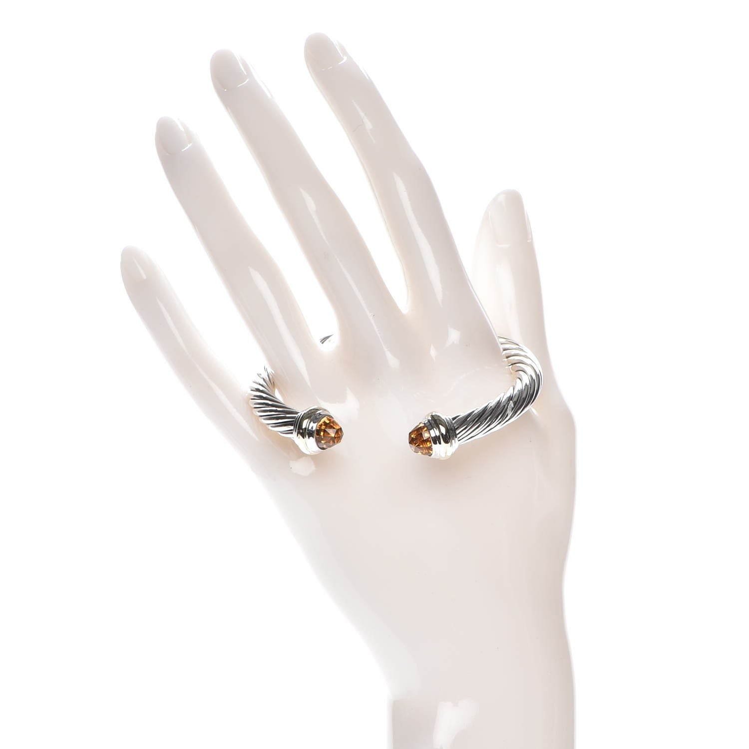 David Yurman Sterling Silver 14K Yellow Gold Citrine 7mm Cable Classics Bracelet 2 of 4