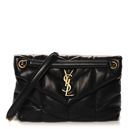 Saint Laurent Lambskin Quilted Small Loulou Puffer Monogram Chain Satchel Black 1 of 10