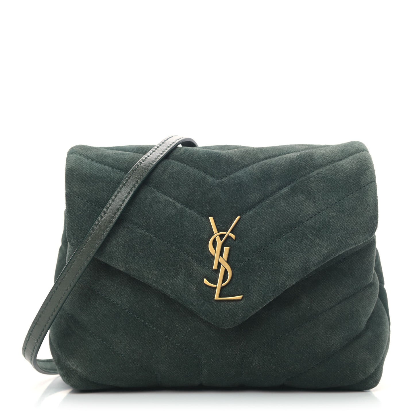 Croute Velour Y Quilted Monogram Toy Loulou Crossbody Bag Dark Forest
