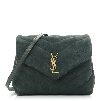 Saint Laurent Croute Velour Y Quilted Monogram Toy Loulou Crossbody Bag Dark Forest 1 of 6