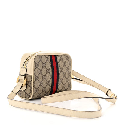Gucci GG Supreme Monogram Textured Calfskin Web Mini Ophidia Shoulder Bag Beige Ebony Mystic White 3 of 17