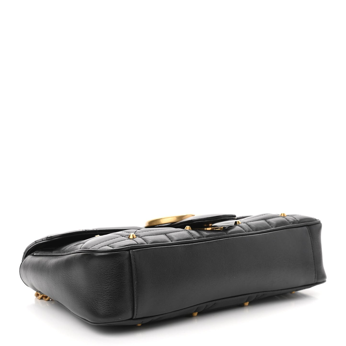 Calfskin Matelasse Studded Medium GG Marmont Shoulder Bag Black