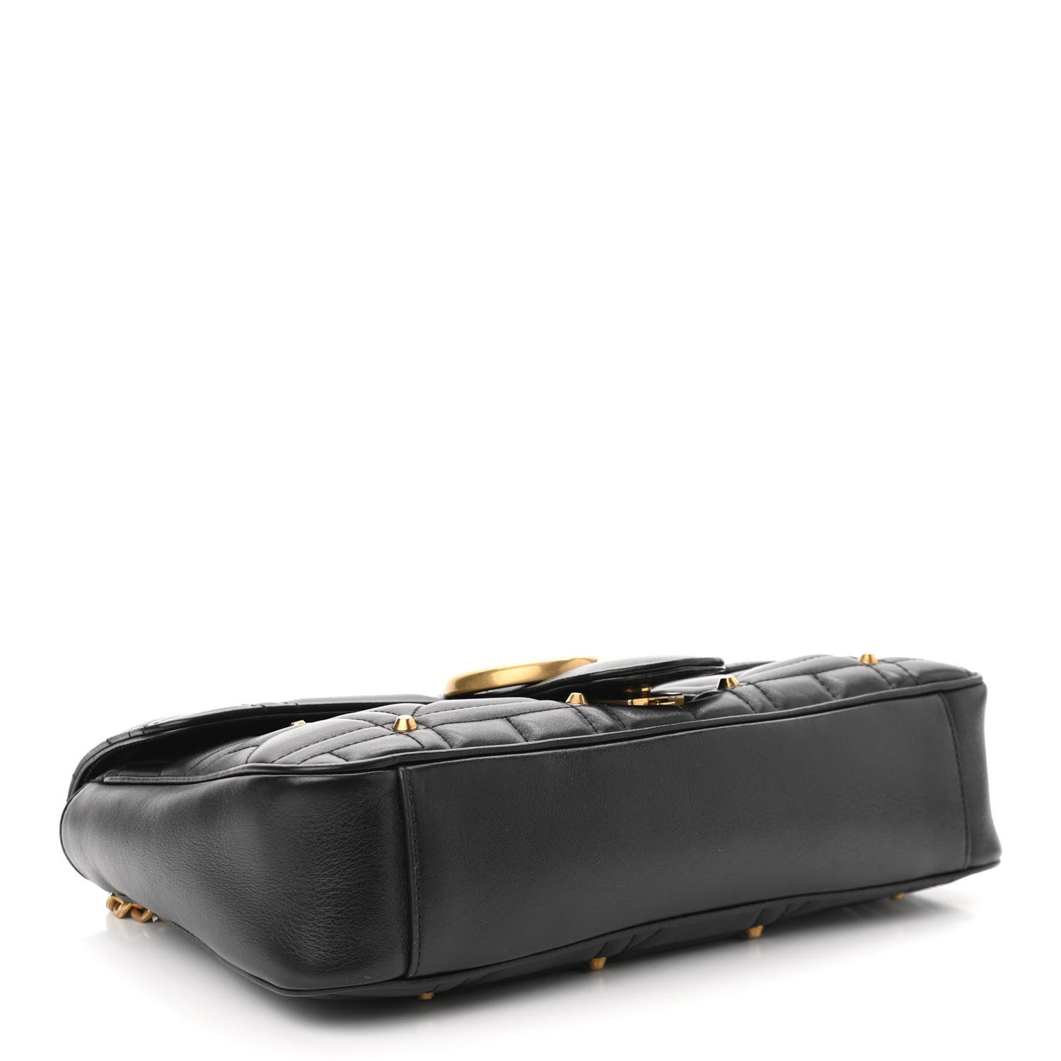 Gucci Calfskin Matelasse Studded Medium GG Marmont Shoulder Bag Black 4 of 11