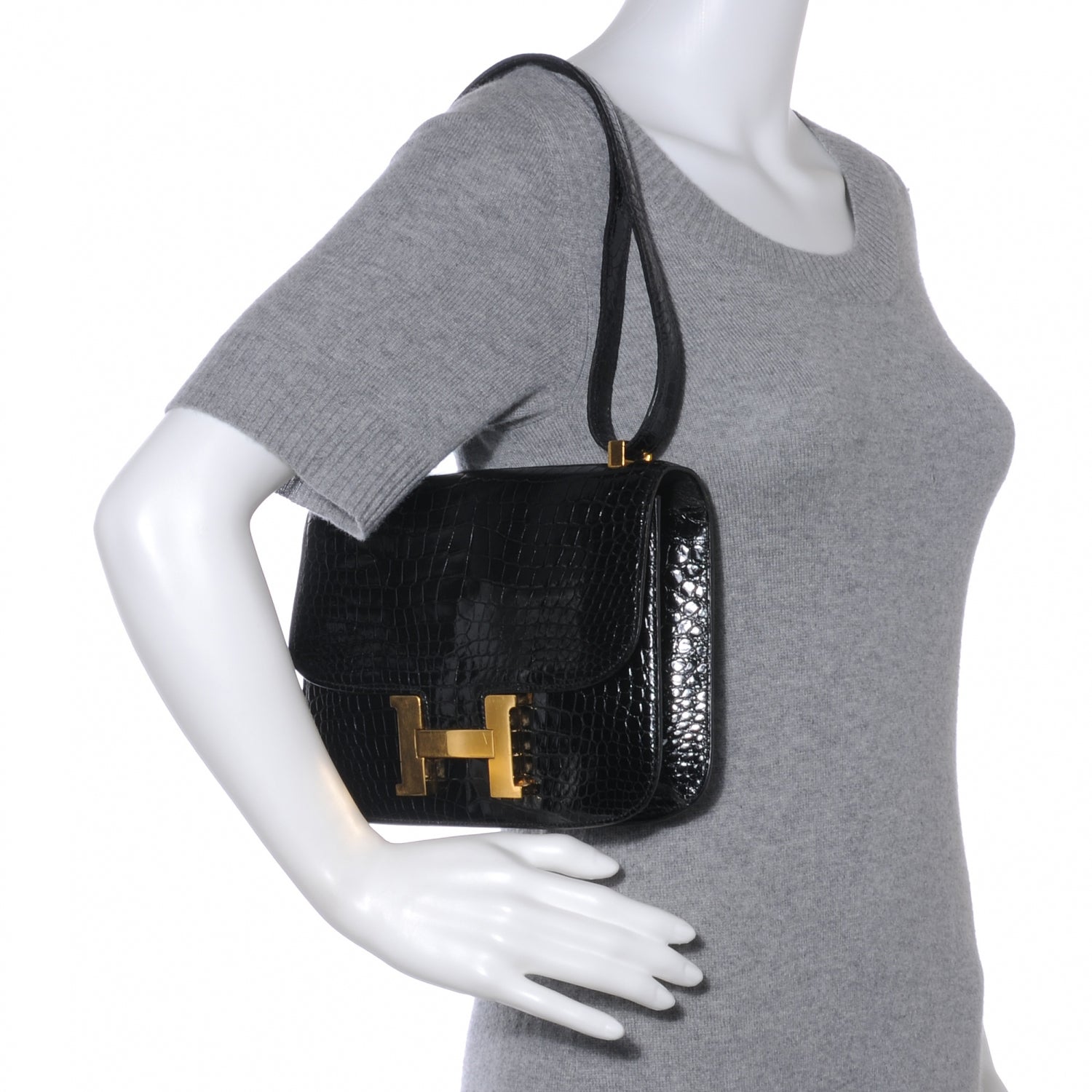 Hermes Porosus Crocodile Constance 23 Black 2 of 9
