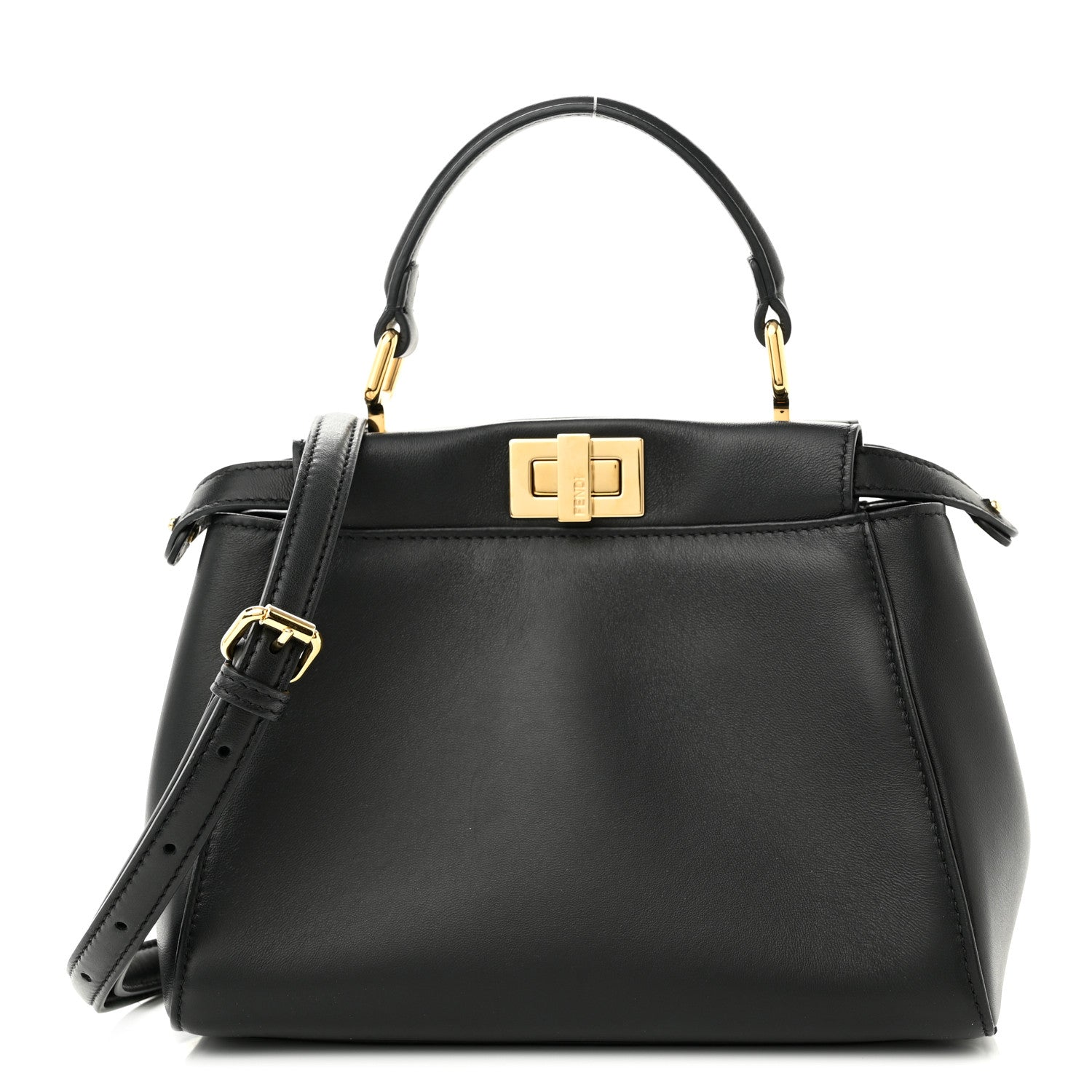 Fendi Nappa Stacked Bar Mini Peekaboo Iconic Satchel Black 1 of 10