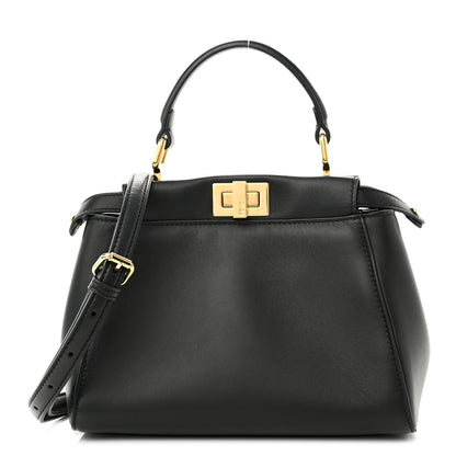 Fendi Nappa Stacked Bar Mini Peekaboo Iconic Satchel Black 1 of 10