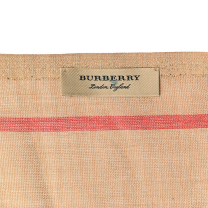 Burberry Metallic Wool Silk Vintage Check Scarf Beige Green 3 of 4