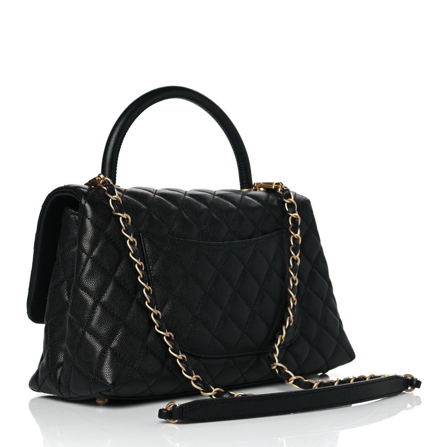 Caviar Quilted Small Coco Handle Flap Black