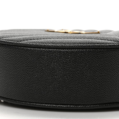 Saint Laurent Grain De Poudre Matelasse Chevron Quilted Round Vinyle Camera Bag Black 7 of 8