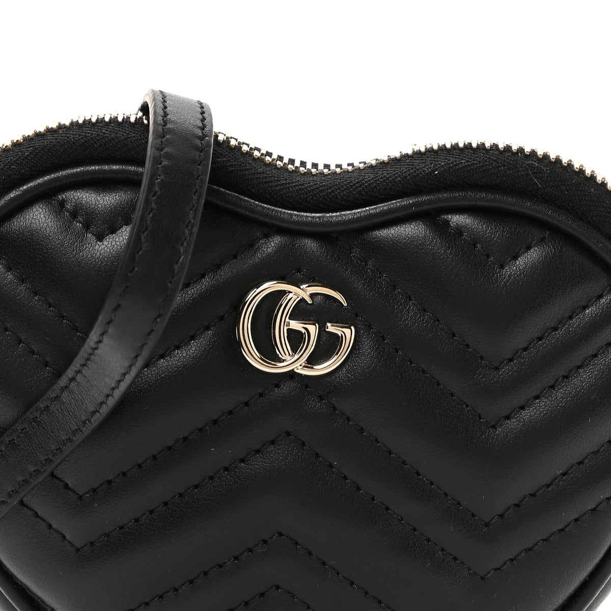 Gucci Calfskin Matelasse Diagonal Mini Interlocking G Heart Shoulder Bag Black 8 of 10