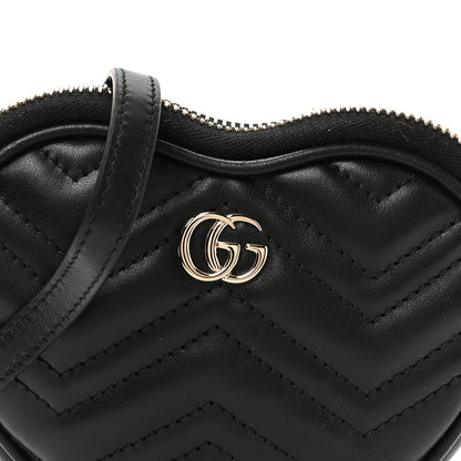 Gucci Calfskin Matelasse Diagonal Mini Interlocking G Heart Shoulder Bag Black 8 of 10