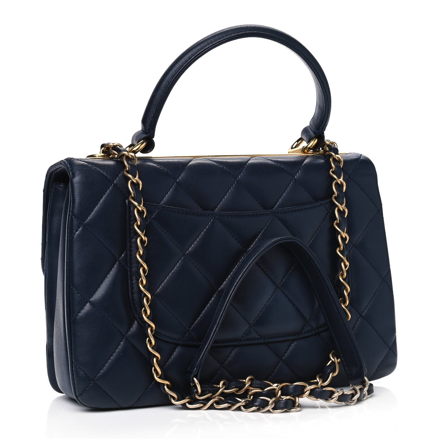 Chanel Lambskin Quilted Small Trendy CC Flap Dual Handle Bag Navy 2 of 8