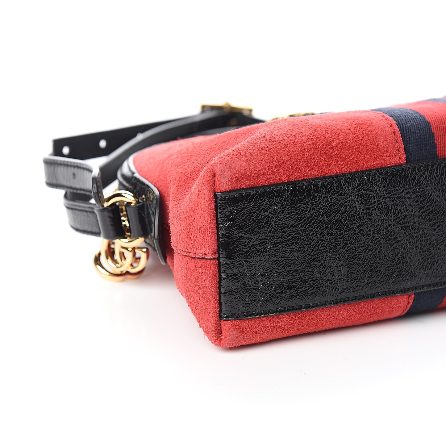 Suede Patent Web GG Small Ophidia Dome Shoulder Bag Hibiscus Red
