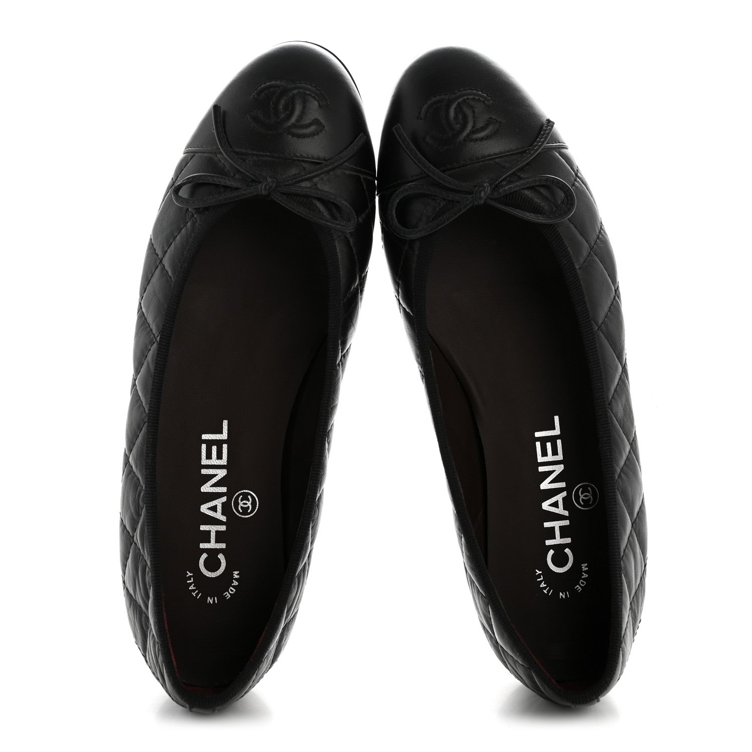Chanel Aged Calfskin Quilted CC Cap Toe Ballerina Flats 35.5 Black 2 of 10